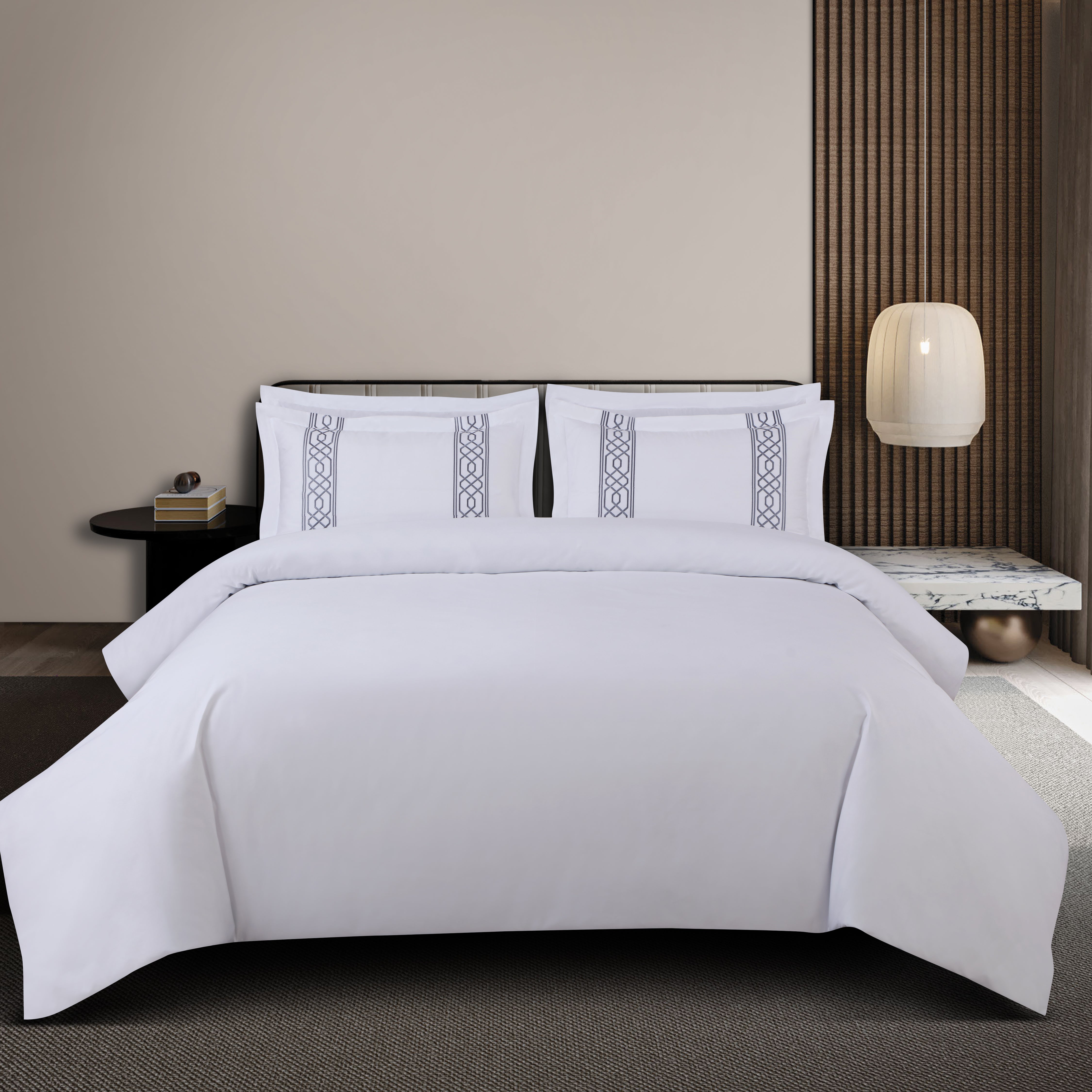 Malako Luxe Stitch & Dream: 550 TC White Premium Embroidered Bedding