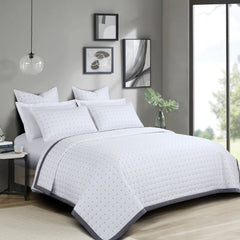 Malako Luxe 550 TC 100% Cotton White Solid King Size Bedspread Set