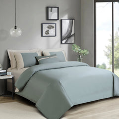 Malako Luxe Pintex 100% Cotton King Size 7 Piece Duvet Cover Set-Olive Green