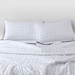 Malako Luxe 550 TC 100% Cotton White Solid King Size Bedspread Set