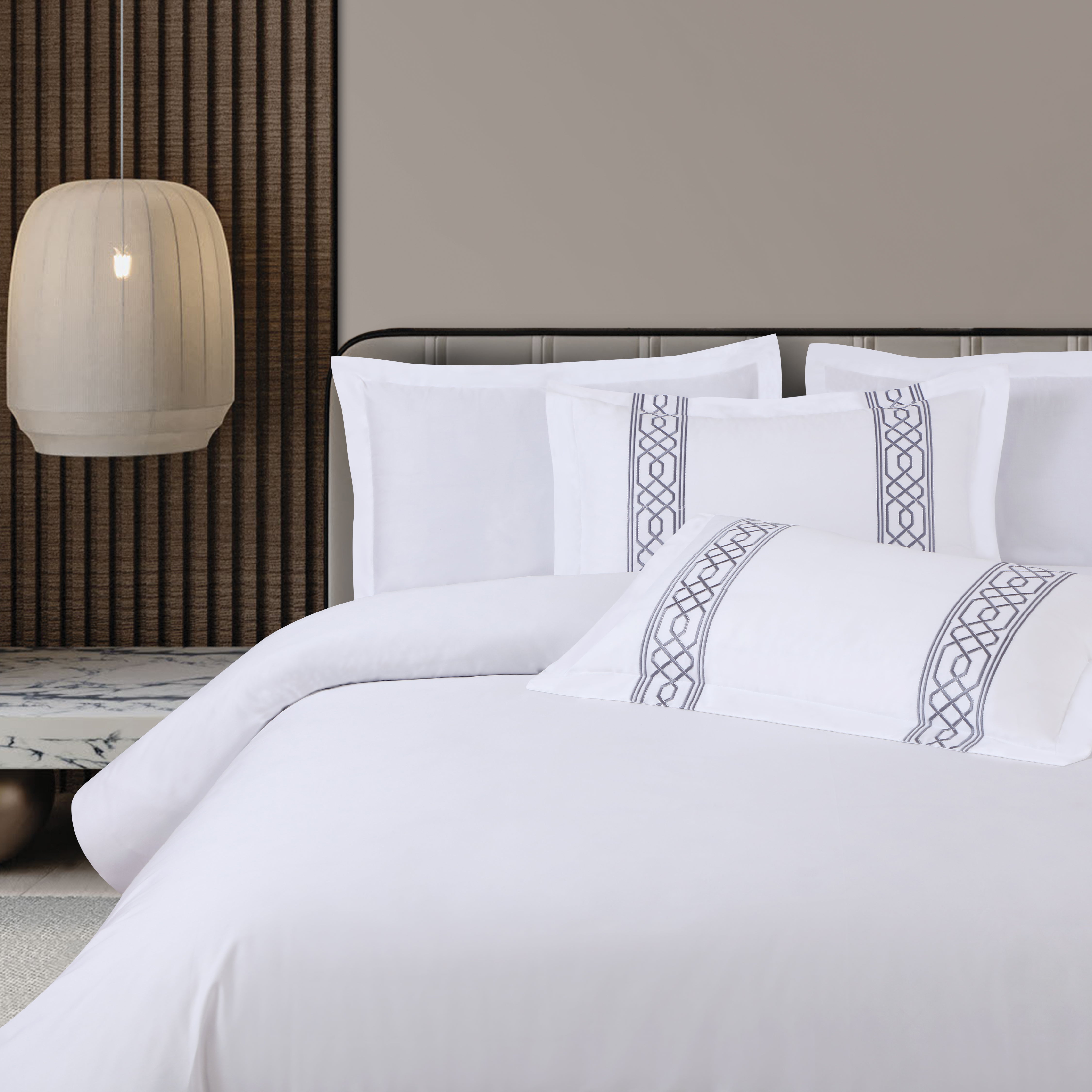 Malako Luxe Stitch & Dream: 550 TC White Premium Embroidered Bedding