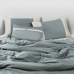 Malako Luxe Pintex 100% Cotton King Size 7 Piece Duvet Cover Set-Olive Green