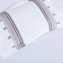 Malako Luxe Collection: 550 TC White Premium Embroidered Bedding