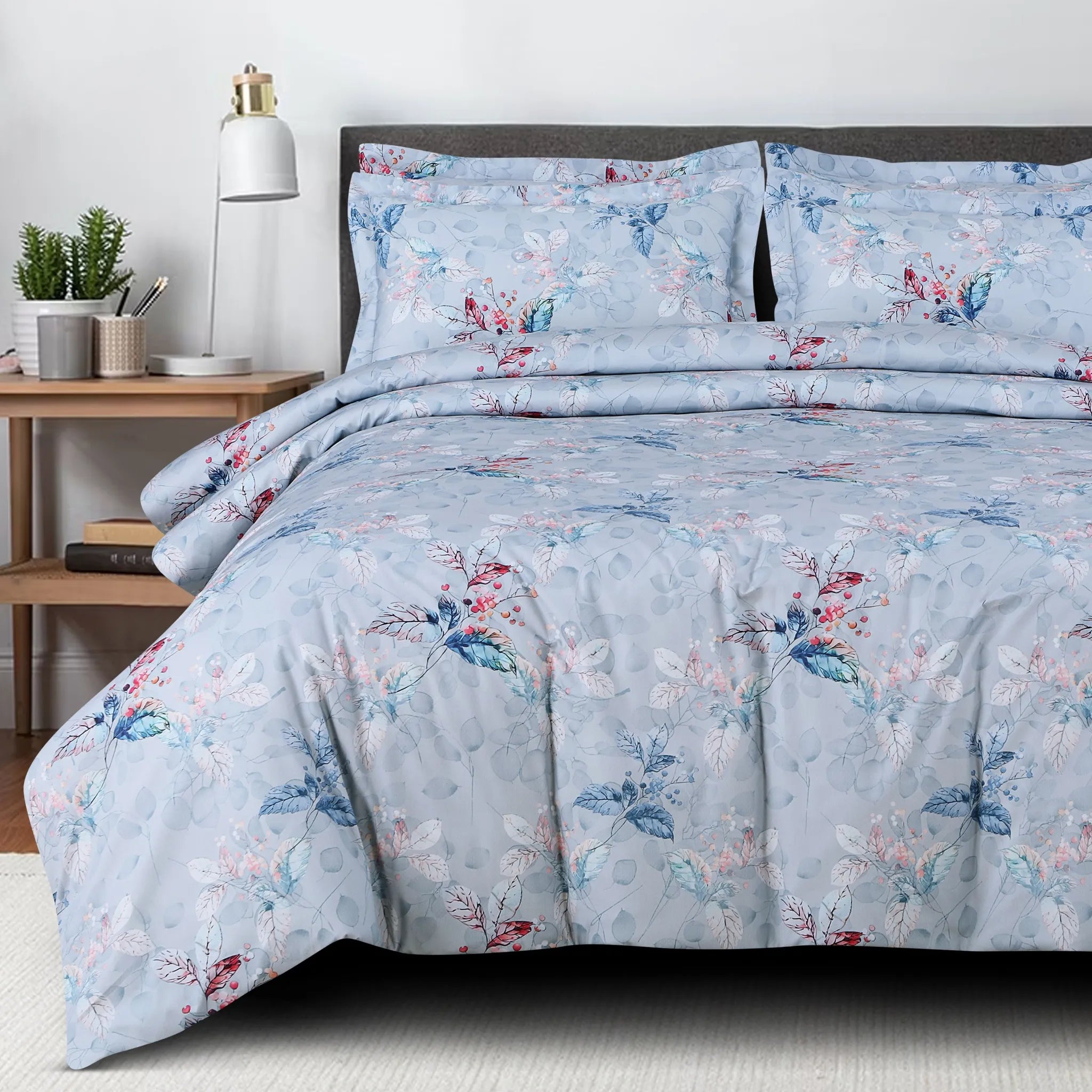 100% cotton blue floral bedsheet set India