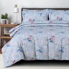 100% cotton blue floral bedsheet set India
