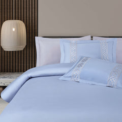 Malako Luxe Stitch & Dream: 550 TC Pigeon Blue Premium Embroidered Bedding
