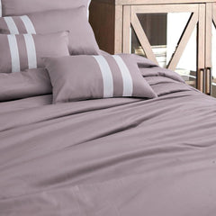 Malako Luxe Wine Plain Striped 100% Cotton King Size Duvet Cover Set