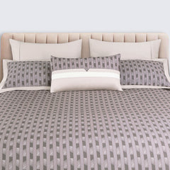 Malako Caèn 100% Cotton Wine Striped King Size 7 Piece Flannel Dohar Set