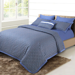 Malako Caèn 100% Cotton Blue Modern Abstract 7 Piece Flannel Dohar Set