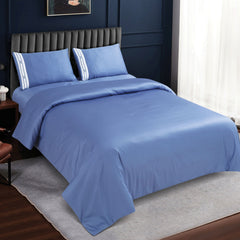 Malako Luxe Collection: 550 TC Midnight Blue Premium Embroidered Bedding