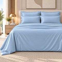 Malako Luxe: Vibrant Collection 550TC Pigeon Blue 100% Cotton Super King Size Bedding