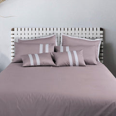 Malako Luxe Wine Plain Striped 100% Cotton King Size Duvet Cover Set