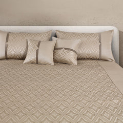 Malako Beige Jacquard King Size 5 Piece Bedspread Set