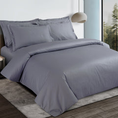 Malako Como Jacquard Grey Checks 550 TC 100% Cotton King Size Duvet Cover Set