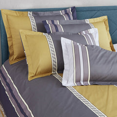 Malako Royale XL Blue & Yellow Abstract King Size 100% Cotton Bedsheet/Bedding Set