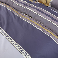 Malako Royale XL Blue & Yellow Abstract King Size 100% Cotton Bedsheet/Bedding Set