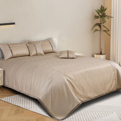Malako Beige Jacquard King Size 5 Piece Bedspread Set