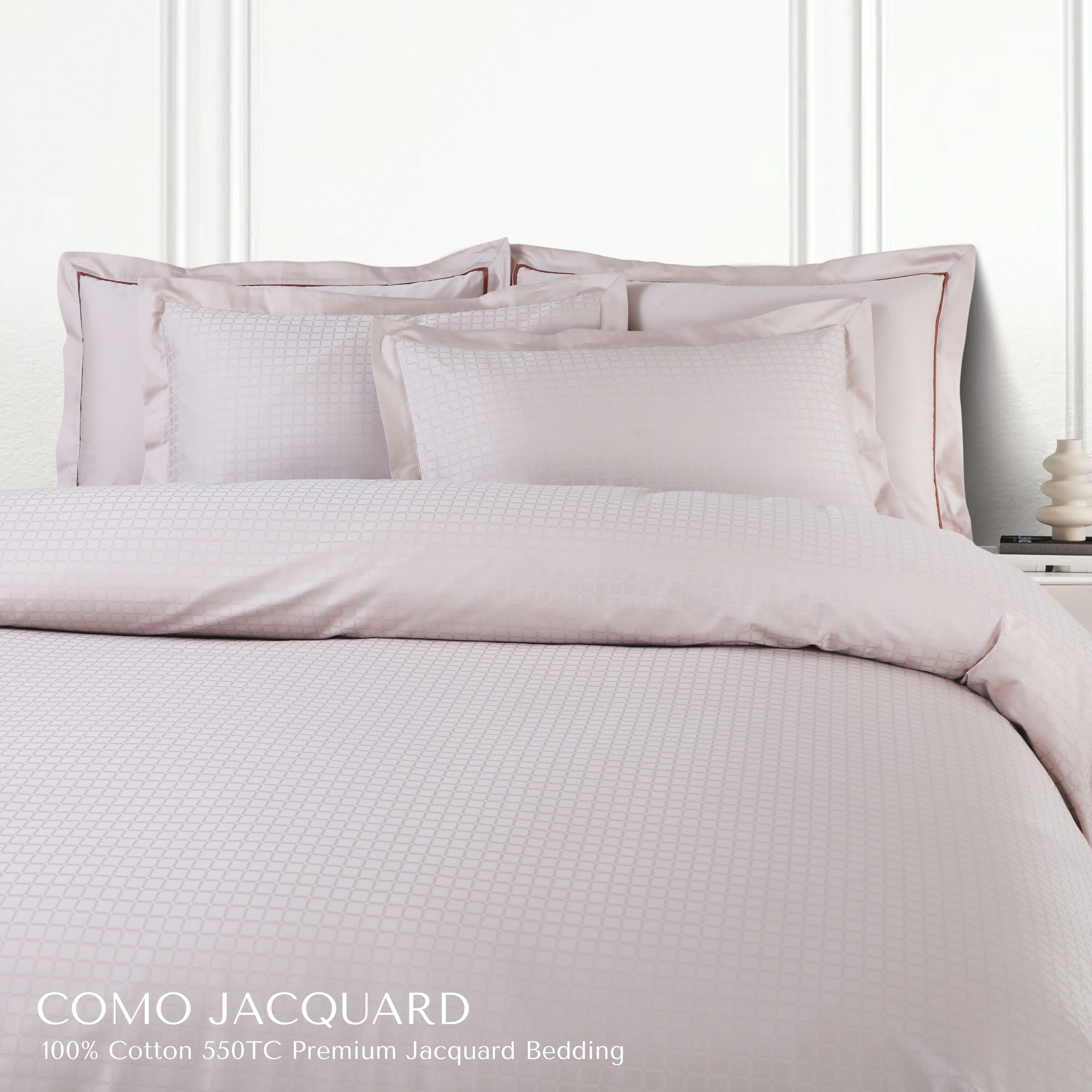 Malako Como Jacquard Checkered 550 TC 100% Cotton King Size Bedding