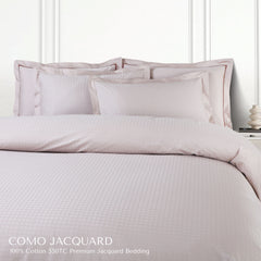 Malako Como Jacquard Beige Checks 550 TC 100% Cotton King Size Bedding