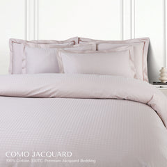 Malako Como Jacquard Beige Checks 550 TC 100% Cotton King Size Duvet Cover Set