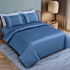 Malako Royale XL Forest Grey Botanic 100% Cotton King Size Bed Sheet/Bedding Set