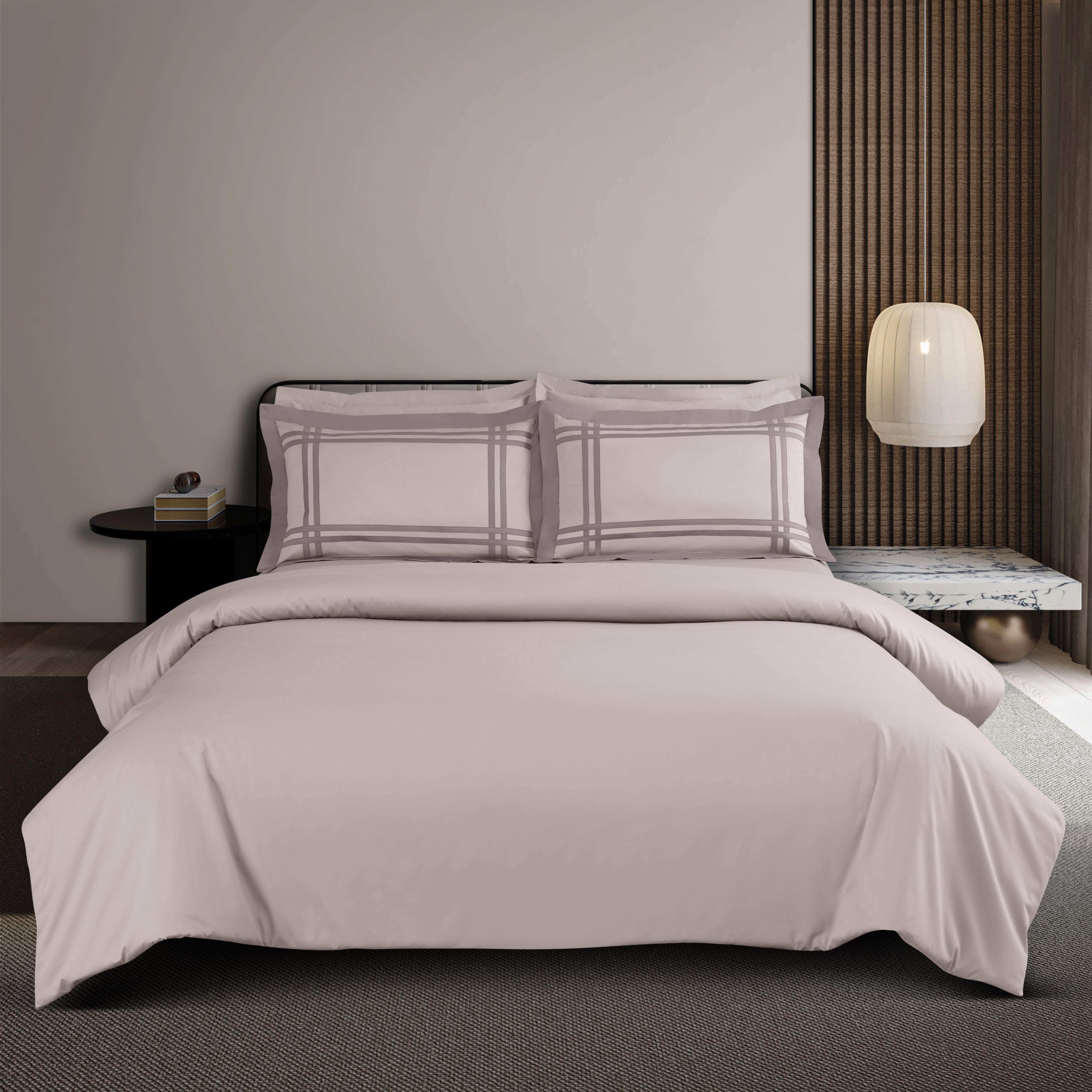 Malako Luxe: Bodo Collection 550TC Beige 100% Cotton Super King Size Bedding