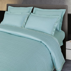 Malako Coloured Jacquard Paris Green Abstract 500 TC 100% Cotton Double Bed Duvet Cover Set