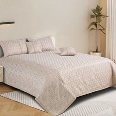 Malako Almond Beige Jacquard King Size 5 Piece Bedspread Set