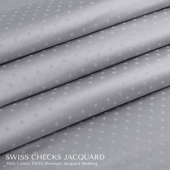 Malako Swiss Checks Jacquard Silver Grey 550 TC 100% Cotton King Size Bedding