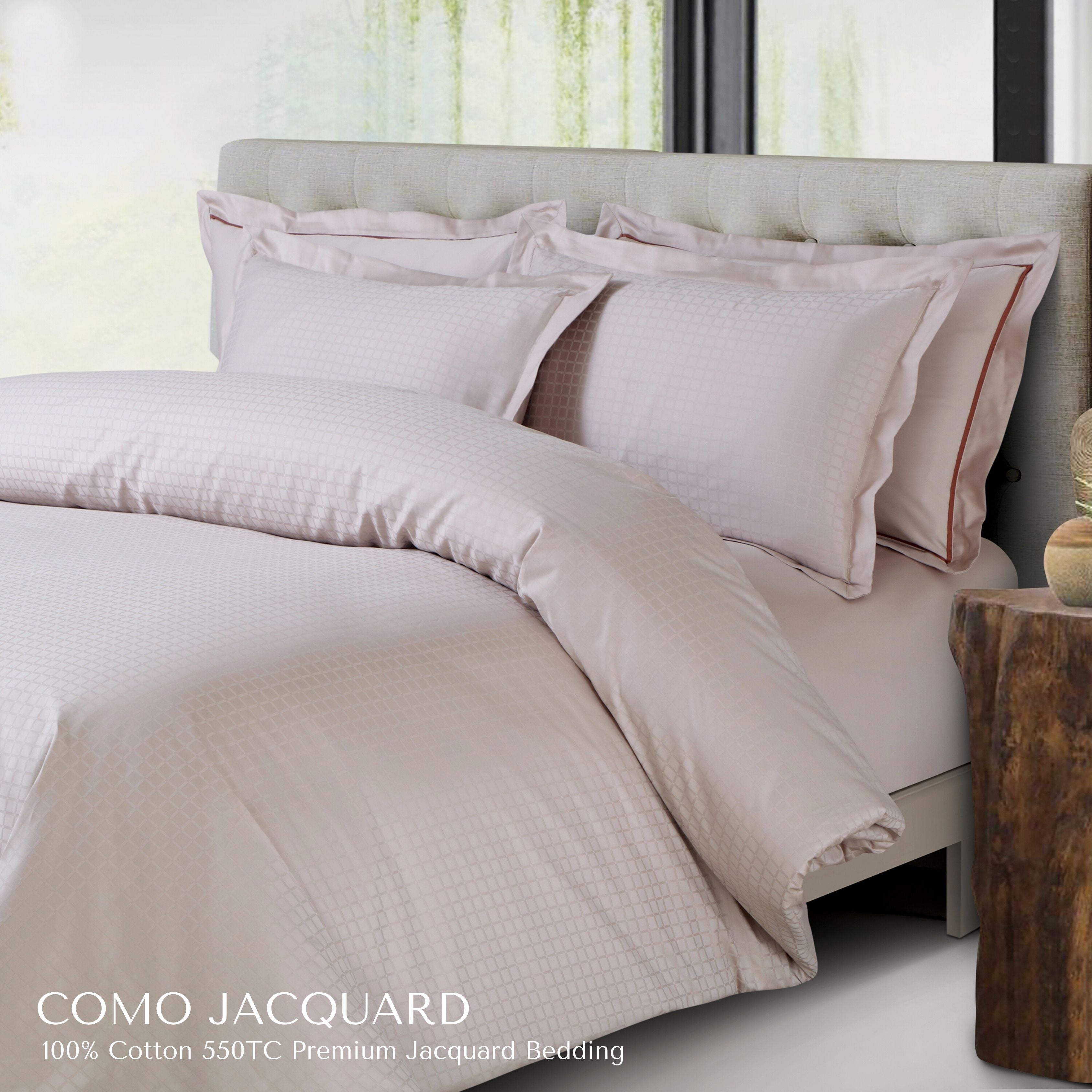 Malako Como Jacquard Checkered 550 TC 100% Cotton King Size Bedding