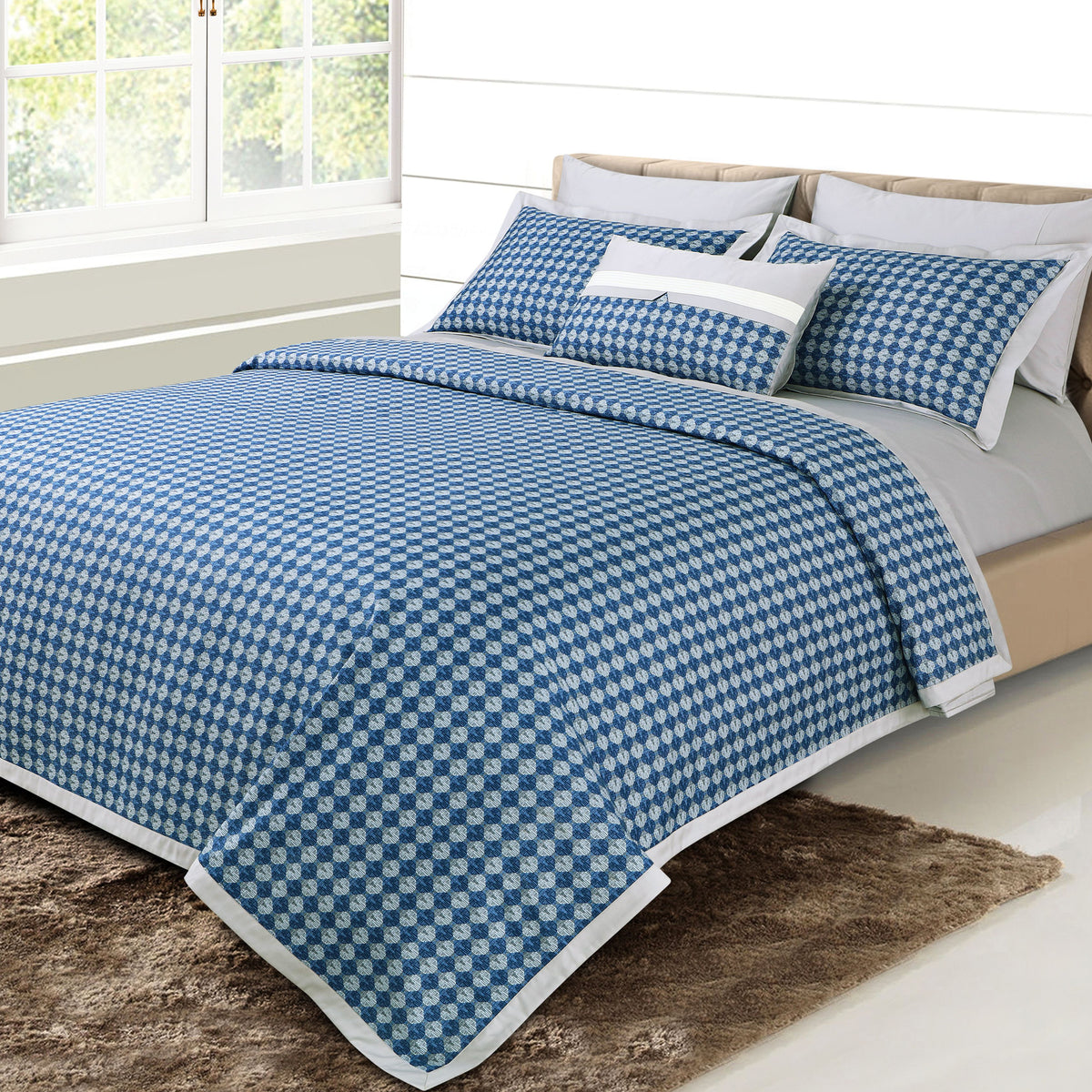 Malako Caèn 100% Cotton Blue Modern Abstract King Size Bedding