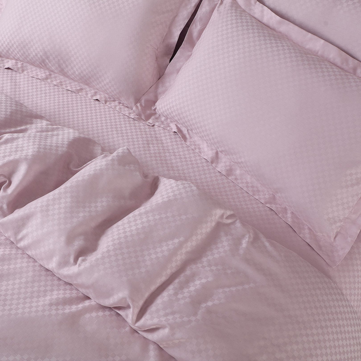 Malako Lyon Jacquard Pink Checks 100% Cotton King Size Bed Sheet with 2 Pillow Covers
