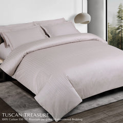 Malako Tuscan Treasure Striped Jacquard Almond Beige 550 TC 100% Cotton King Size Bedding