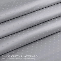 Malako Swiss Checks Jacquard Silver Grey 550 TC 100% Cotton King Size Bedding