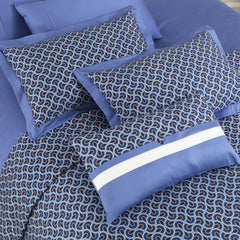 Malako Caèn 100% Cotton Blue Modern Abstract 7 Piece Flannel Dohar Set