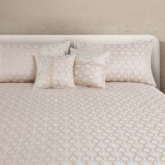 Malako Almond Beige Jacquard King Size 5 Piece Bedspread Set