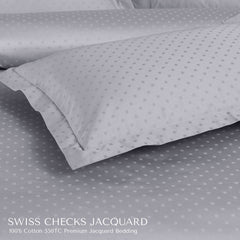 Malako Swiss Checks Jacquard 550 TC 100% Cotton King Size Bedding