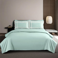 Malako Luxe: Bodo Collection 550TC Mint Green 100% Cotton Super King Size Duvet Cover Set