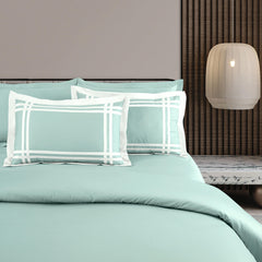 Malako Luxe: Bodo Collection 550TC Mint Green 100% Cotton Super King Size Duvet Cover Set