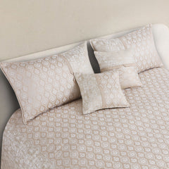 Malako Almond Beige Jacquard King Size 5 Piece Bedspread Set
