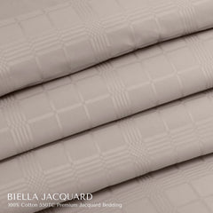 Malako Biella Jacquard Beige Checks 550 TC 100% Cotton King Size Bedding