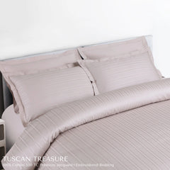 Malako Tuscan Treasure Striped Jacquard Almond Beige 550 TC 100% Cotton King Size Bedding
