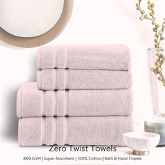 Malako Peach 100% Cotton Zero Twist Towel (600GSM)