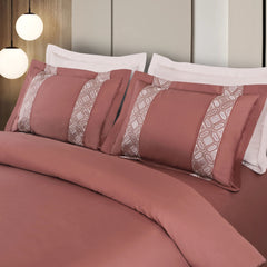 Malako Luxe Stitch & Dream: 550 TC Cedar/Rust Premium Embroidered Bedding
