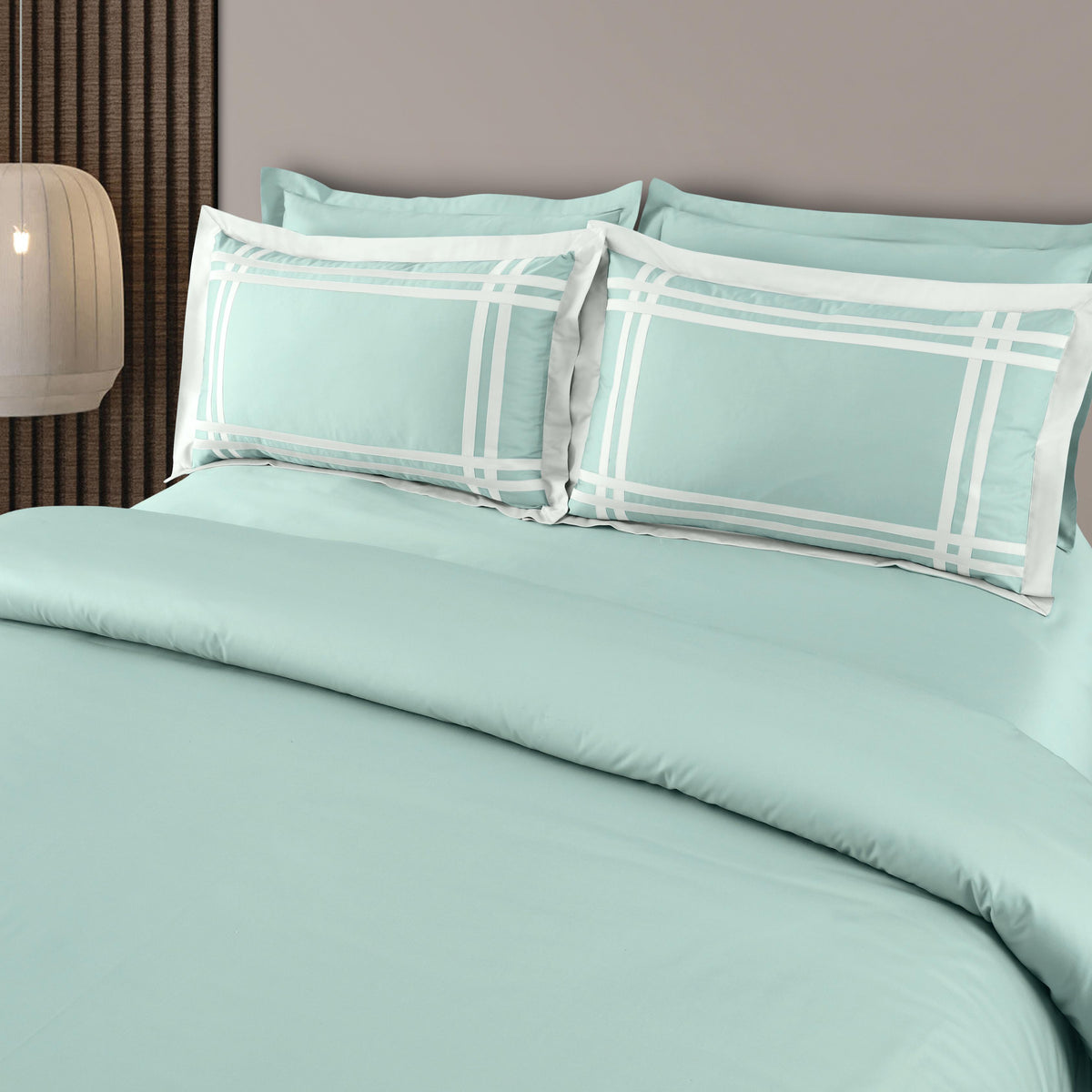 Malako Luxe: Bodo Collection 550TC Mint Green 100% Cotton Super King Size Duvet Cover Set