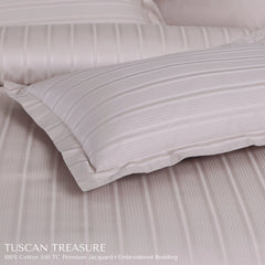 Malako Tuscan Treasure Striped Jacquard Almond Beige 550 TC 100% Cotton King Size Bedding