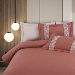 Malako Luxe Stitch & Dream: 550 TC Cedar/Rust Premium Embroidered Bedding