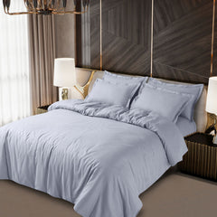 Lyon Jacquard Silver Grey Checks 100% Cotton King Size Duvet Cover