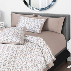 Malako Caèn 100% Cotton White & Beige Modern Abstract King Size Bedding