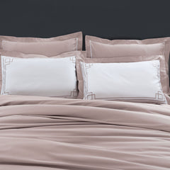 Malako Grace Embroidered Plain Beige King Size 100% Cotton Bed Sheet